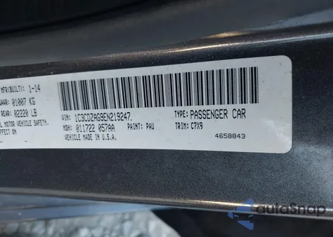 2014 Dodge Avenger Se из США, поврежденный, VIN 1C3CDZAG9EN219247